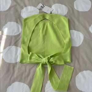 Zara Green Tie-Back Crop Top